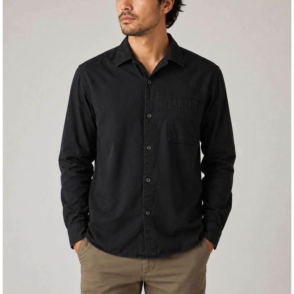 Roark Men’s Black Long Sleeve Shirt Classic Fit Button Front Pocket Size Large